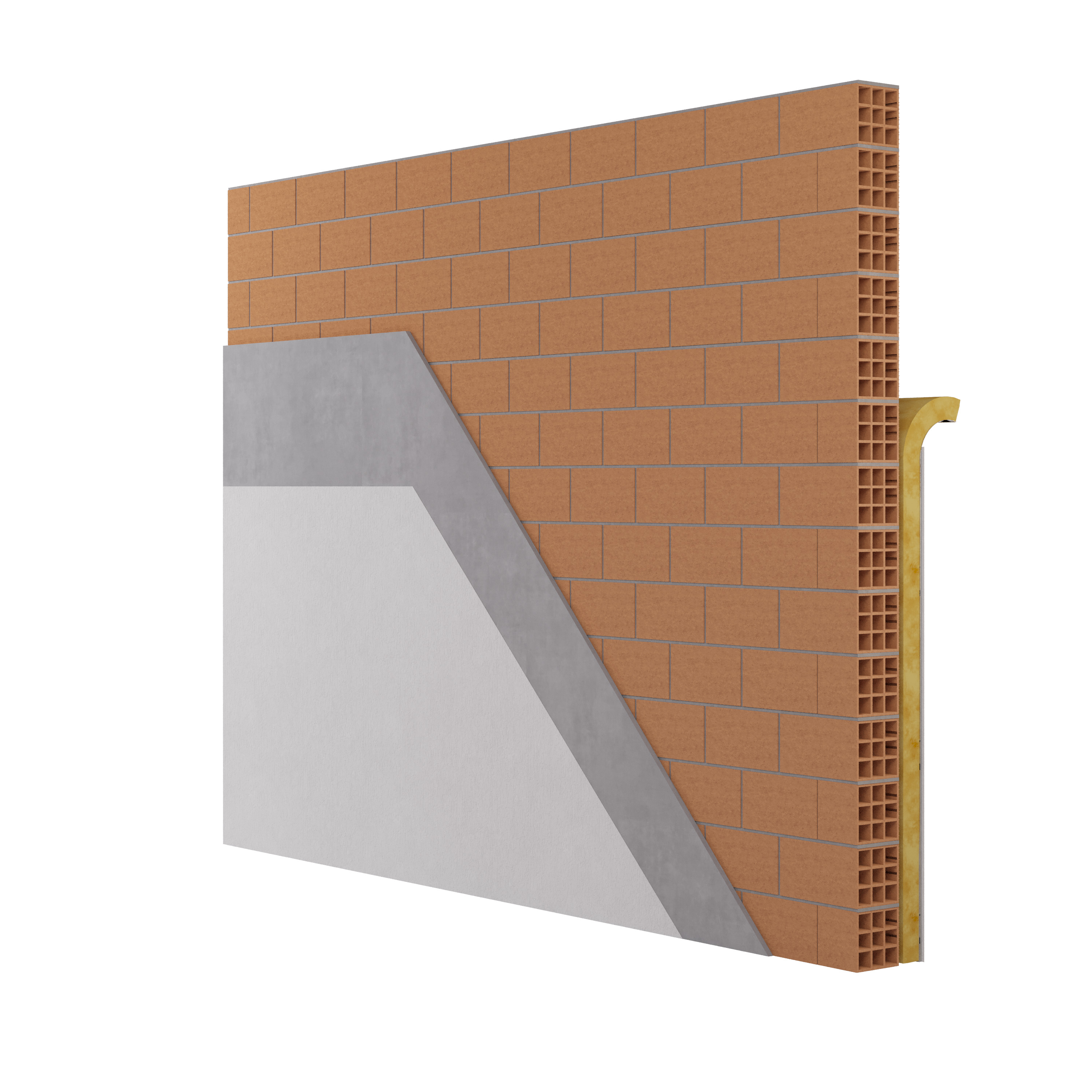 Solución Saint-Gobain | Aislamiento termoacústico en cara interior con estructura drywall placa y lana de vidrio + terminación