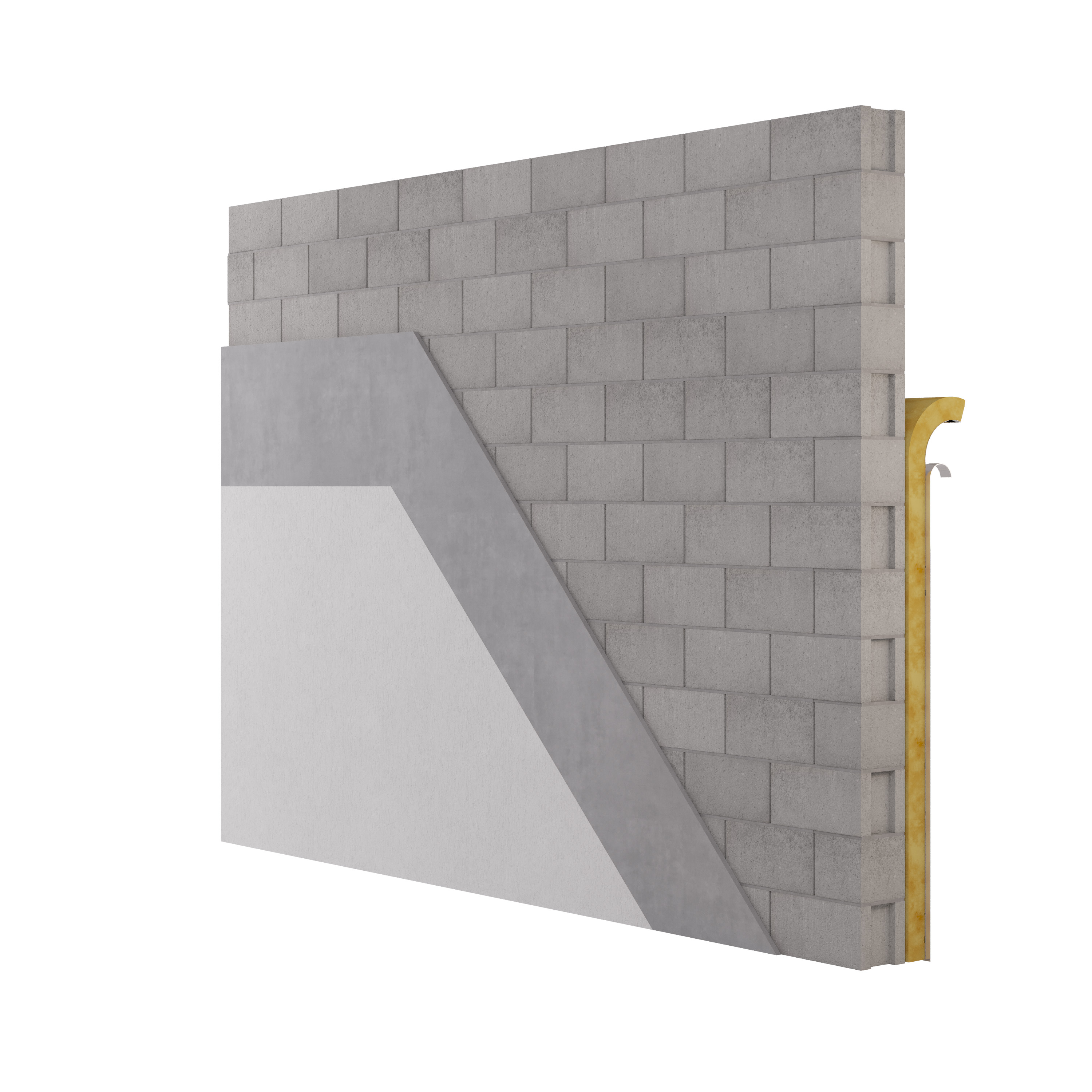 Solución Saint-Gobain | Aislamiento termoacústico en cara interior con estructura drywall placa y lana de vidrio + terminación