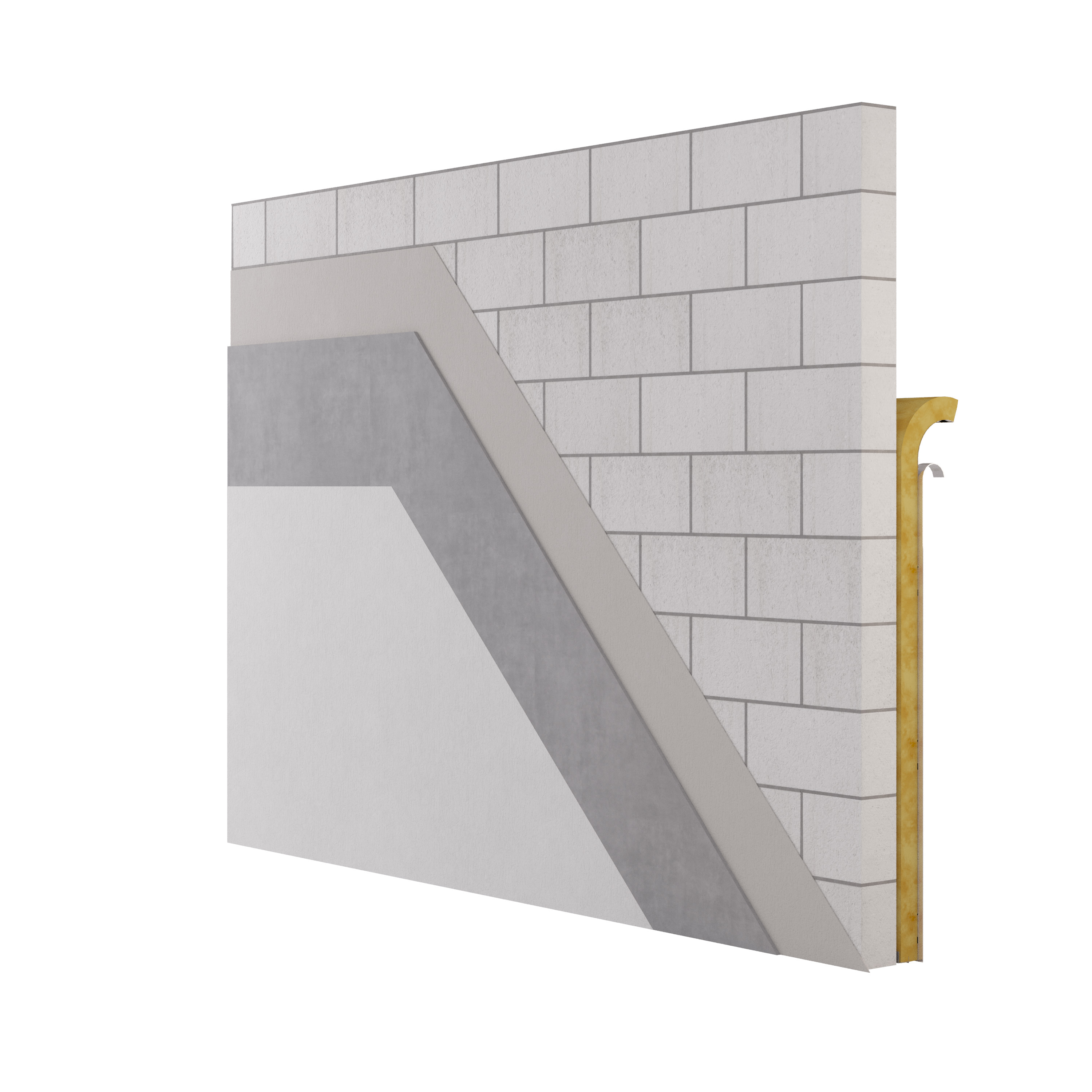 Solución Saint-Gobain | Aislamiento termoacústico en cara interior con estructura drywall placa y lana de vidrio + terminación